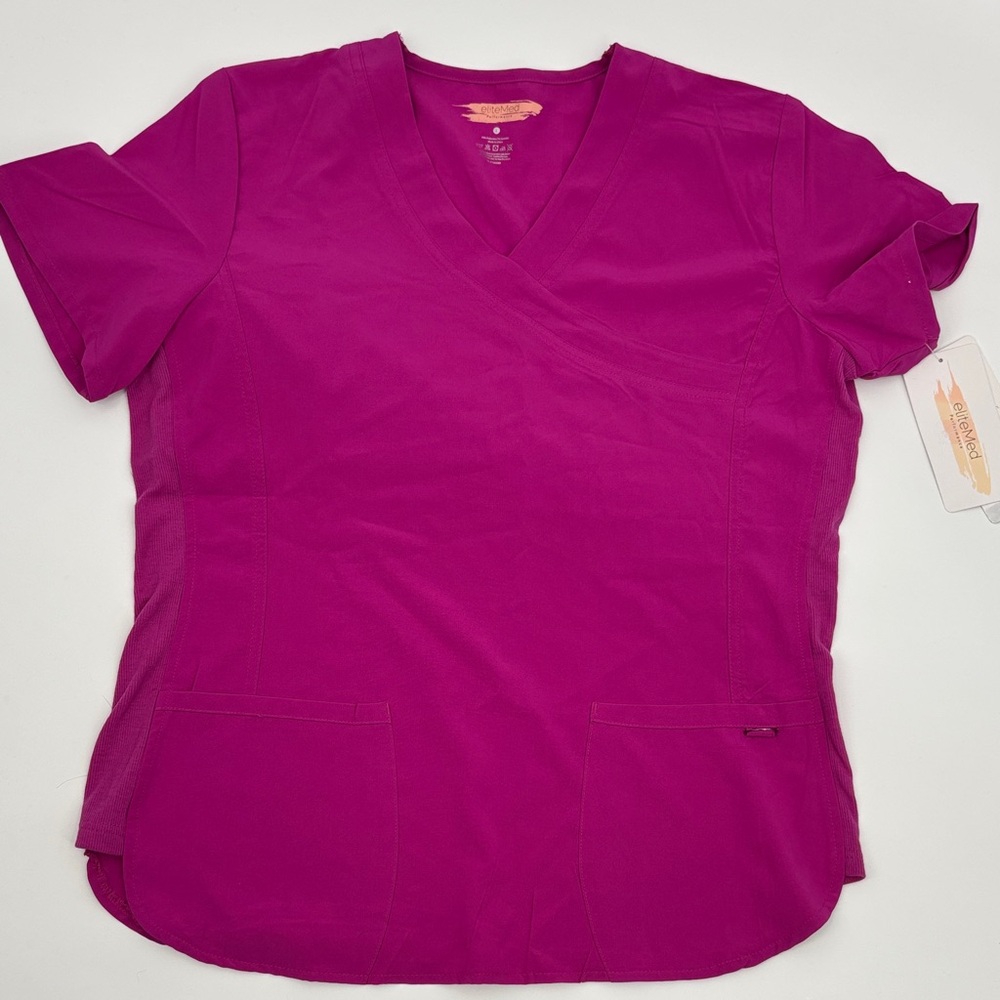 Elite Med Performance Magenta Scrubs Top & Pants Size Large